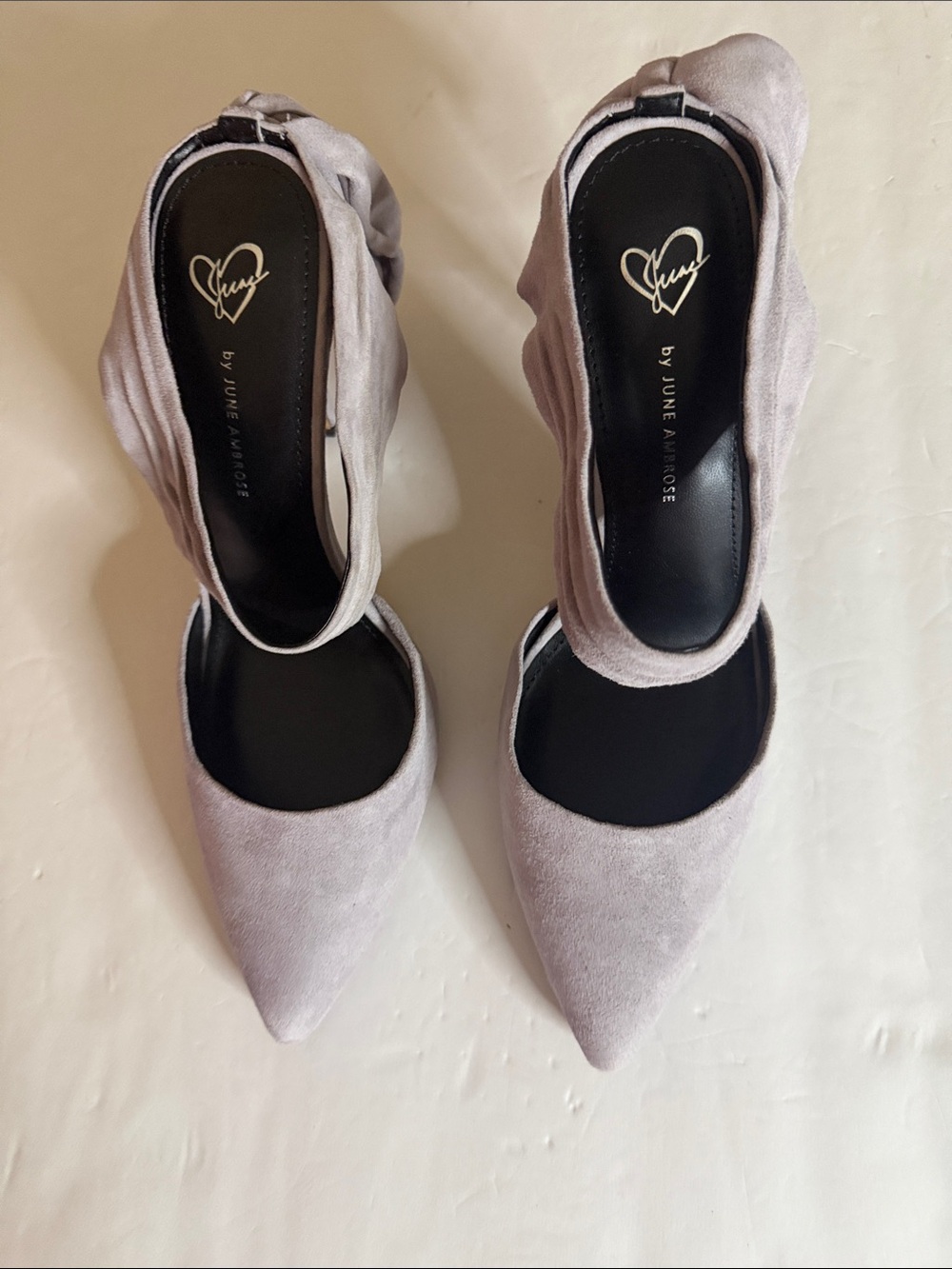 June by June Ambrose pointed toe Ankle-Strap gray 4 inch heels